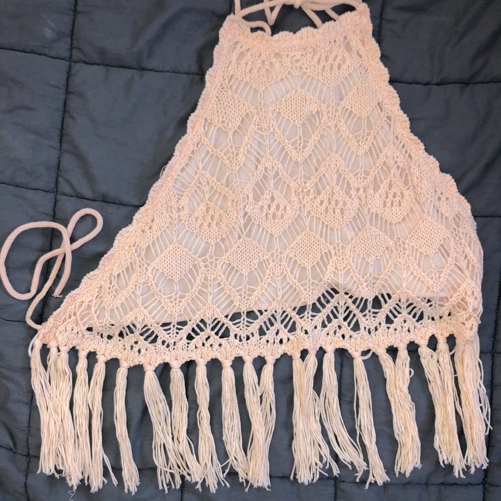 Crochet knit halter crop top